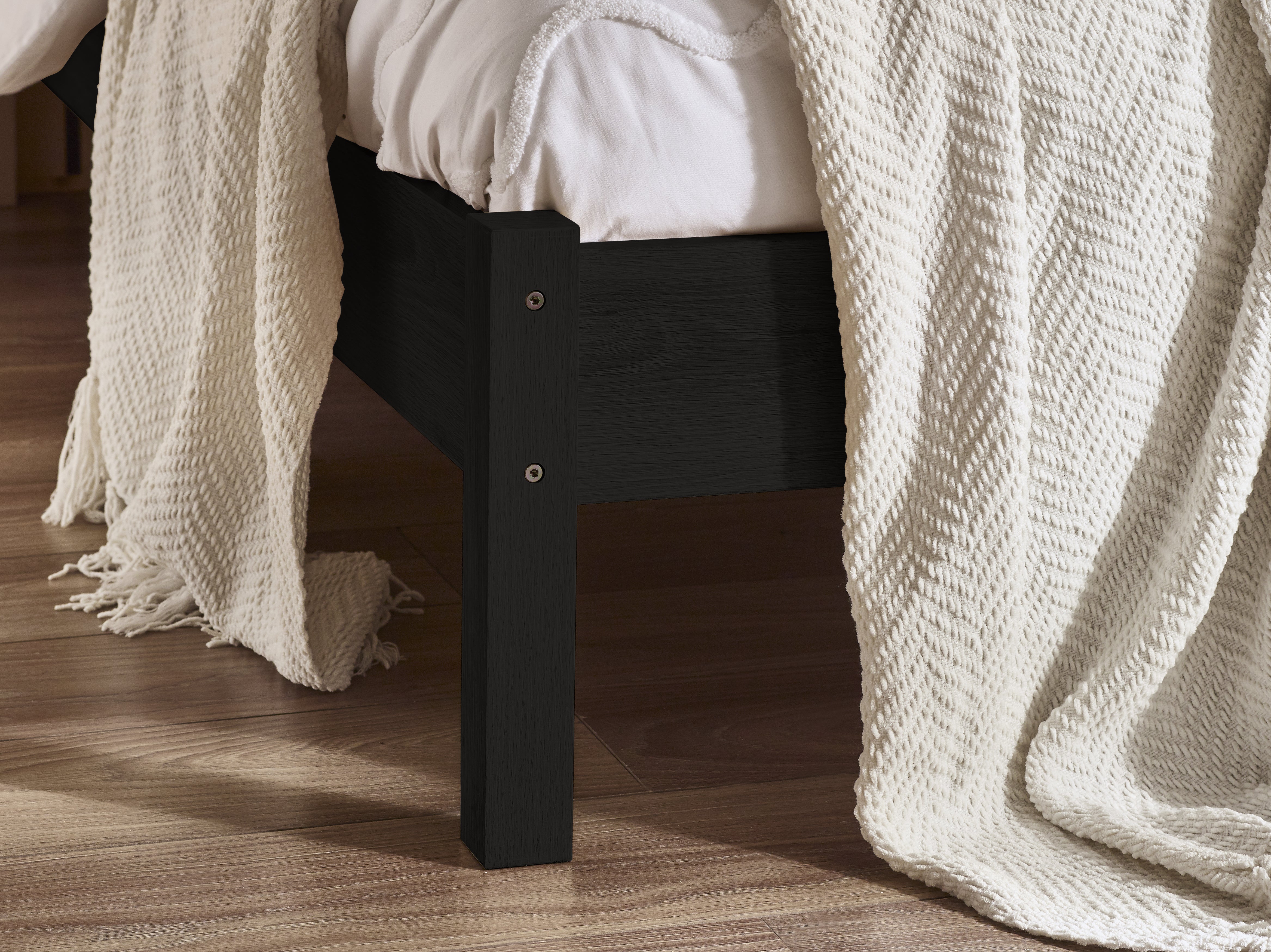 Clermont Black Oak Wood & Rattan Rattan Double Bed